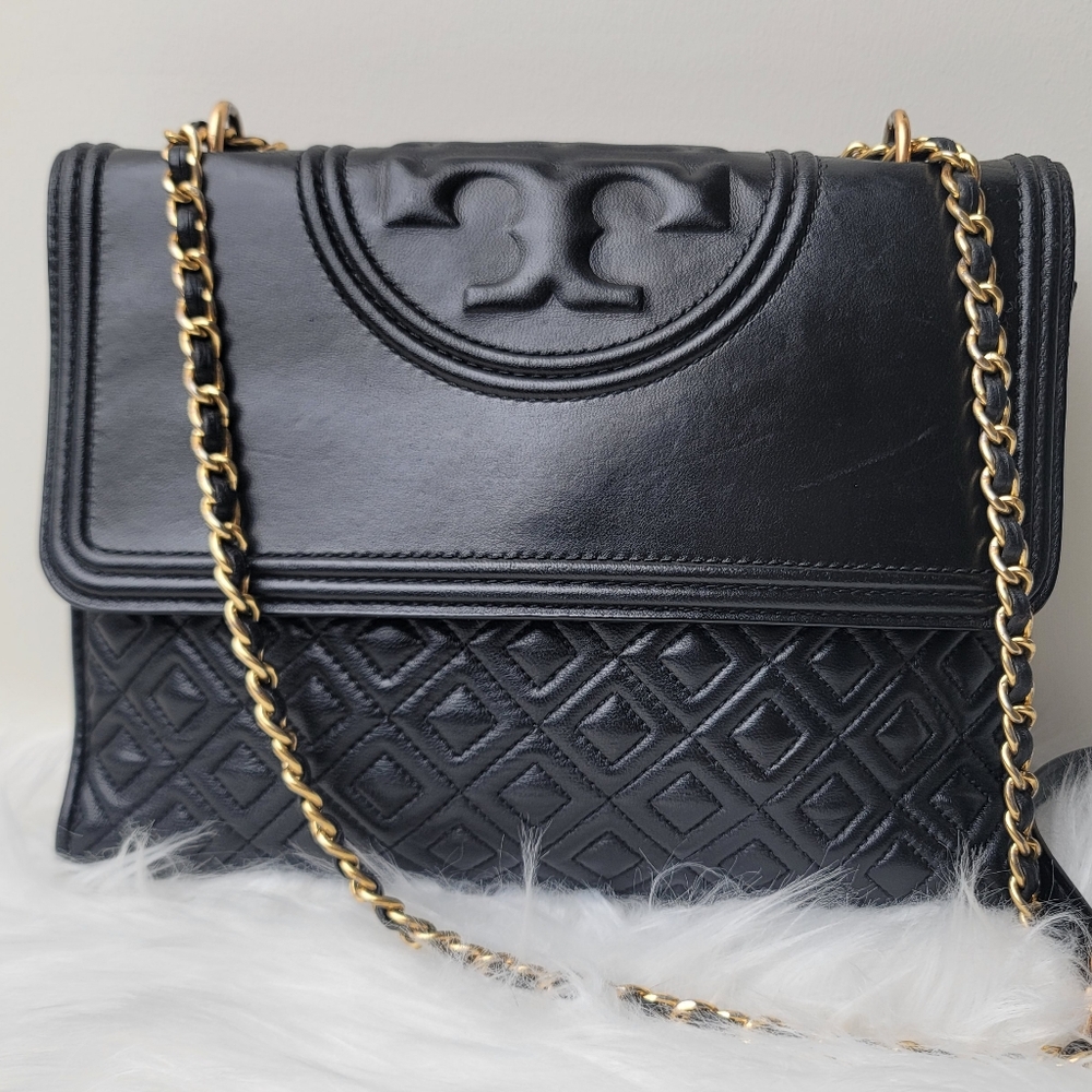 Tory BurchTory Burch Black Leather Fleming Shoulder Bag